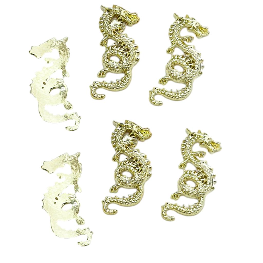 6pcs Metal Alloy 3D Snake Dragon Nail Charms Glitter Decorations for DIY Manicure Easy To Apply and Remove