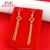 Vietnam Sand Gold Copper-Plated  Gold Ear Wire Four-Leaf Clover Earrings Earrings Tassel Ear Hooks Long Wedding Jewelry