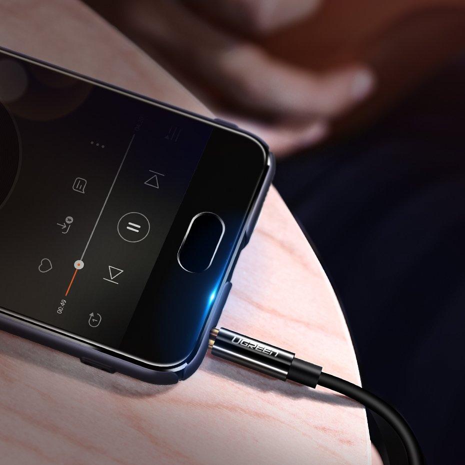 Ugreen 25см 3,5 мм AUX Аудио Кабель-разветвитель, Черный - Компактный дизайн Модель 20816