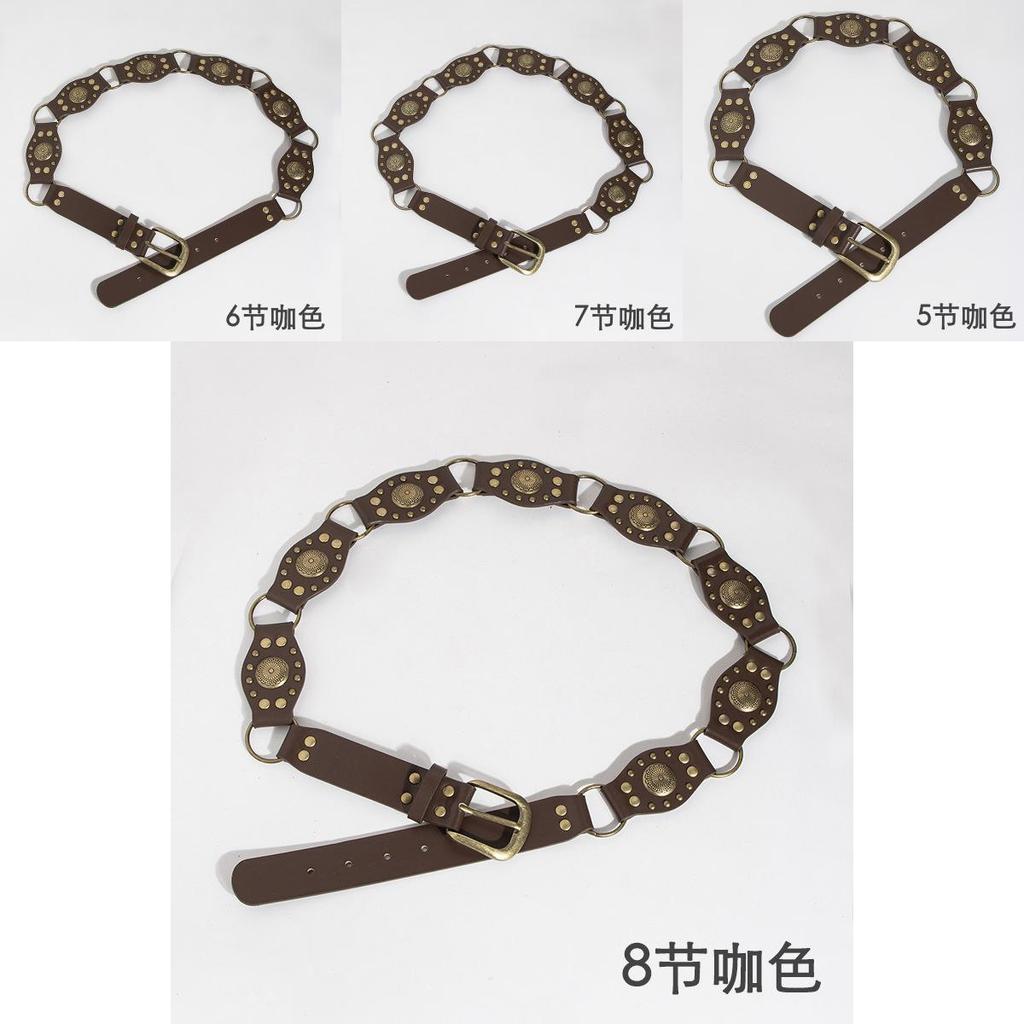 Artistic Vintage Faux Leather Belt With Irregular Design And Metal Buckle For Womens Casual Wear