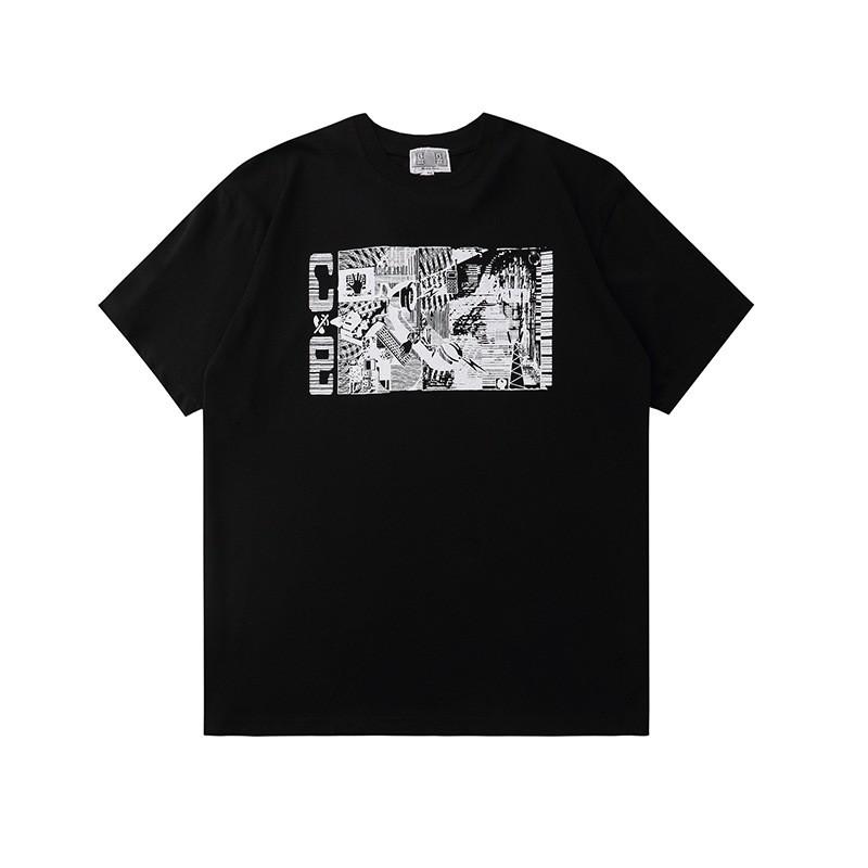 Mens Streetwear Short Sleeve T-Shirt CAV EMPT Style Simple Letter Print Casual Pink Tee Teens