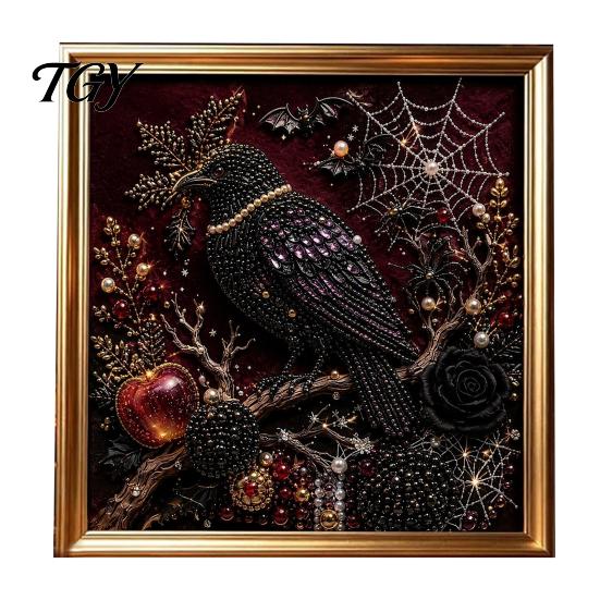 Educational Color Perception Toys Gothic Faux Pearl Art Kit, 3D Dark Evil Pumpkin Painting Handcrafted Home Wall Ornaments Spooky Castle Halloween DIY