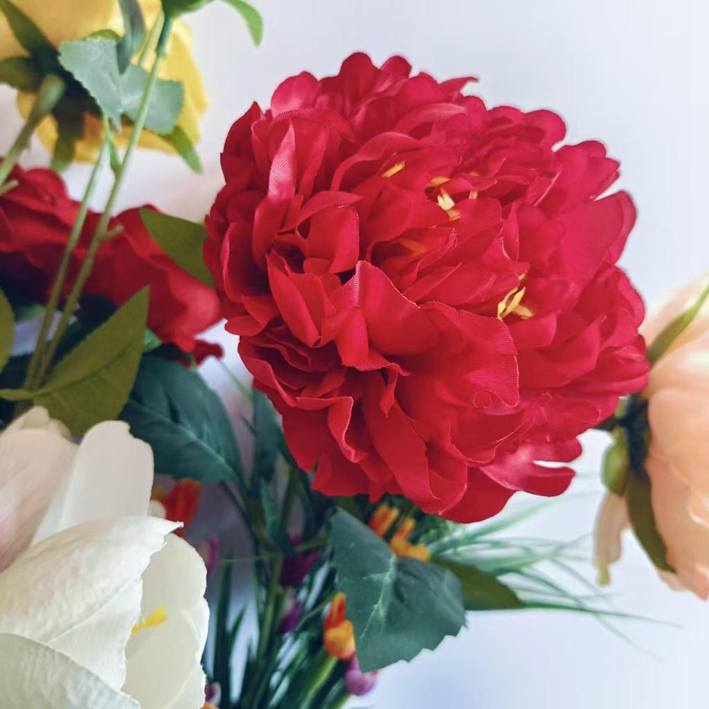 Пион Одиночный Стебель Большой Шелковый Цветок для Гостиной или Свадебного Украшения