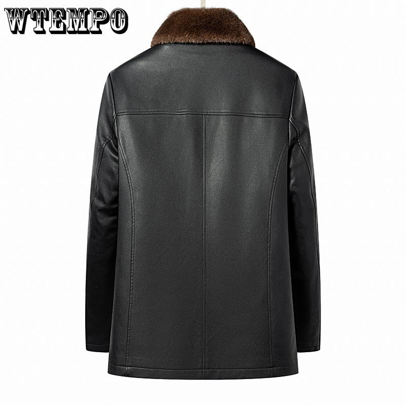 Осень и зима для пожилых людей, кожаная куртка со съемной подкладкой из натуральной кожи, мужская теплая кожаная куртка средней длины с меховым воротником