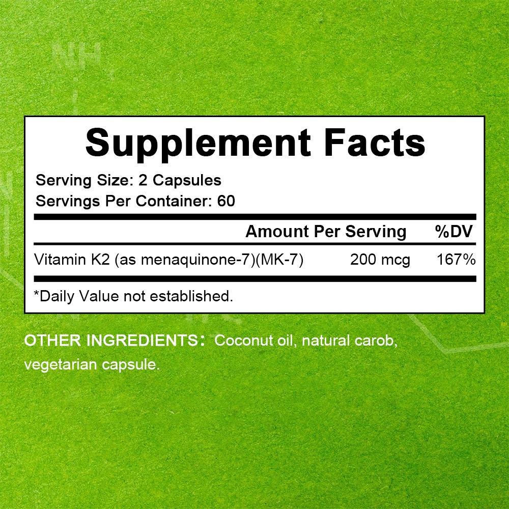 Vitamin K2 Coconut Oil Supplement Promote Strong Bone Heart Health 120 Capsules