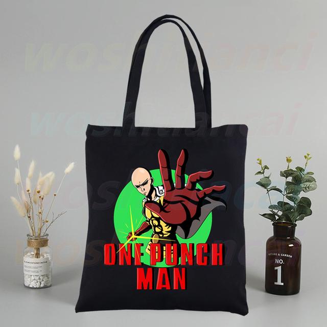 Холщовые сумки на плечо в стиле аниме One Punch Man, большая вместительная сумка Genos Saitama Sensei, сумка для колледжа, черная сумка для покупок