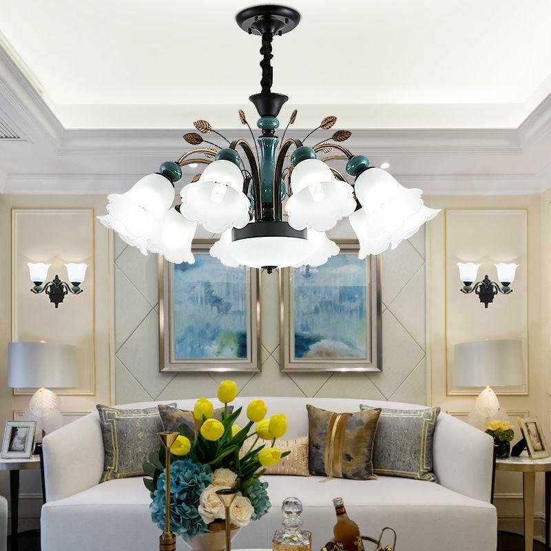 Свет для гостиной, роскошная керамическая люстра, современный минималистичный потолочный светильник для спальни, ресторана, чистое красное освещение