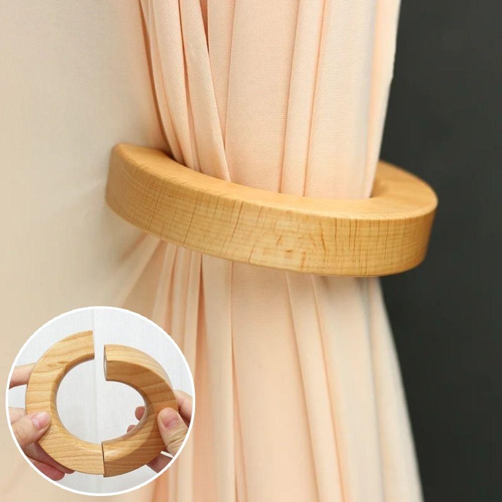 Rotating Window Screen Ring Wood Curtain Tieback Creative Curtain Strap for Bedroom