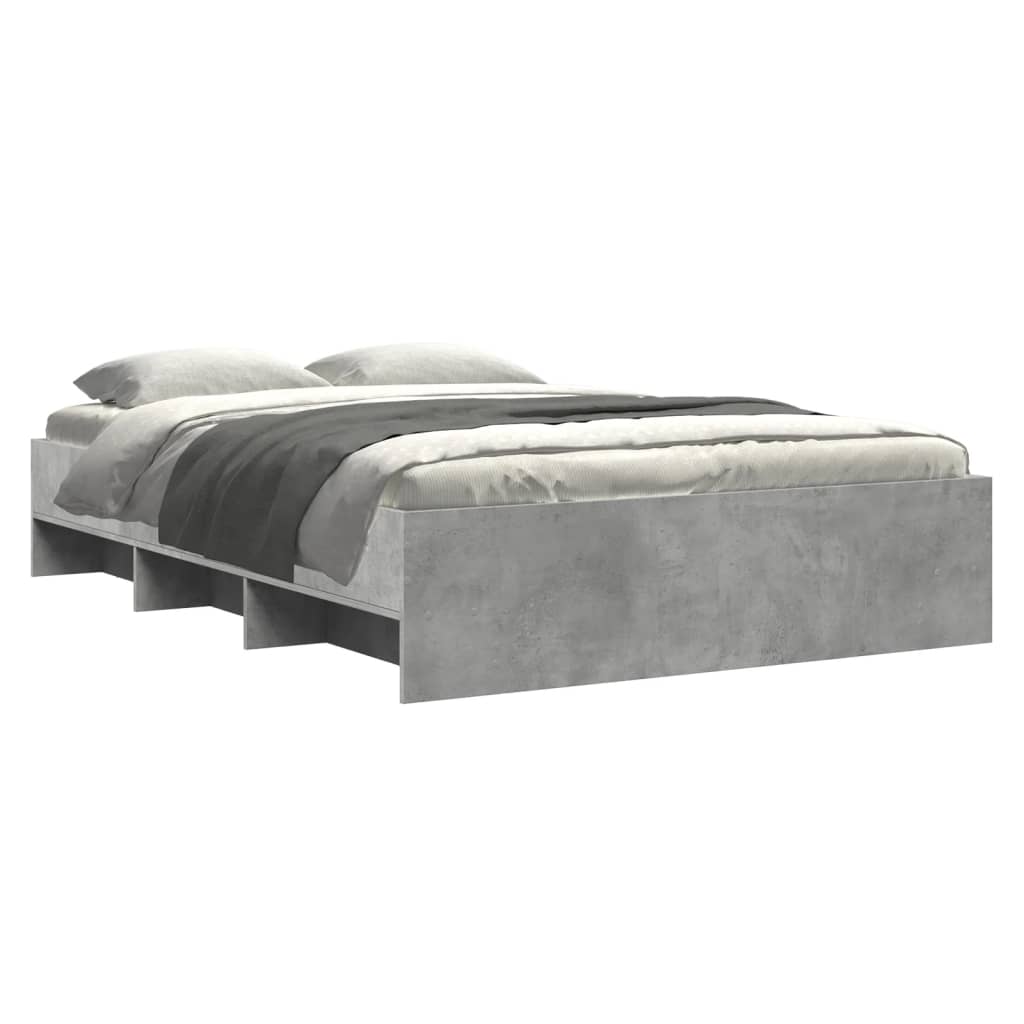 Bed Frame Concrete Grey 135x190 cm Particleboard