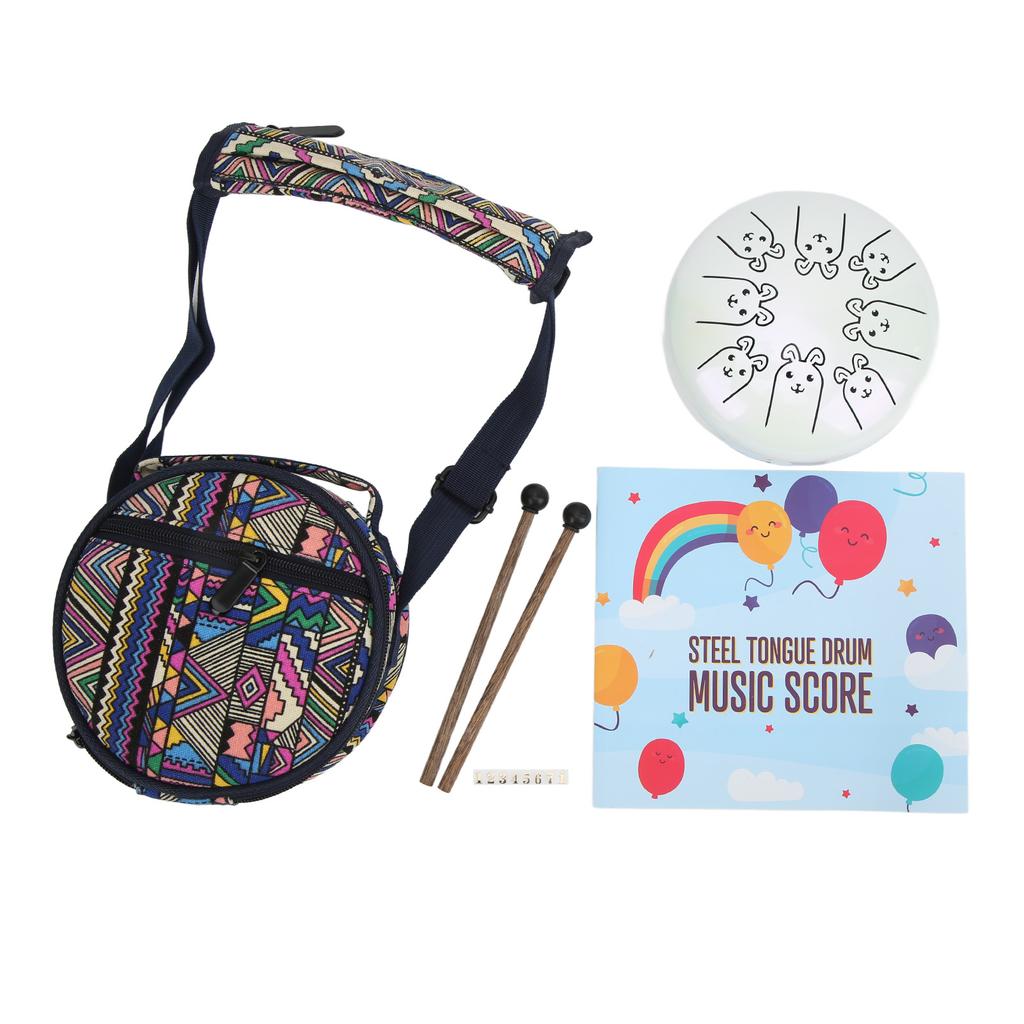 Alloy Steel Tongue Drum 8 Note 5.5in Chakra Tank Ethereal Lotus Handpan White 12 Zodiac Rabbit