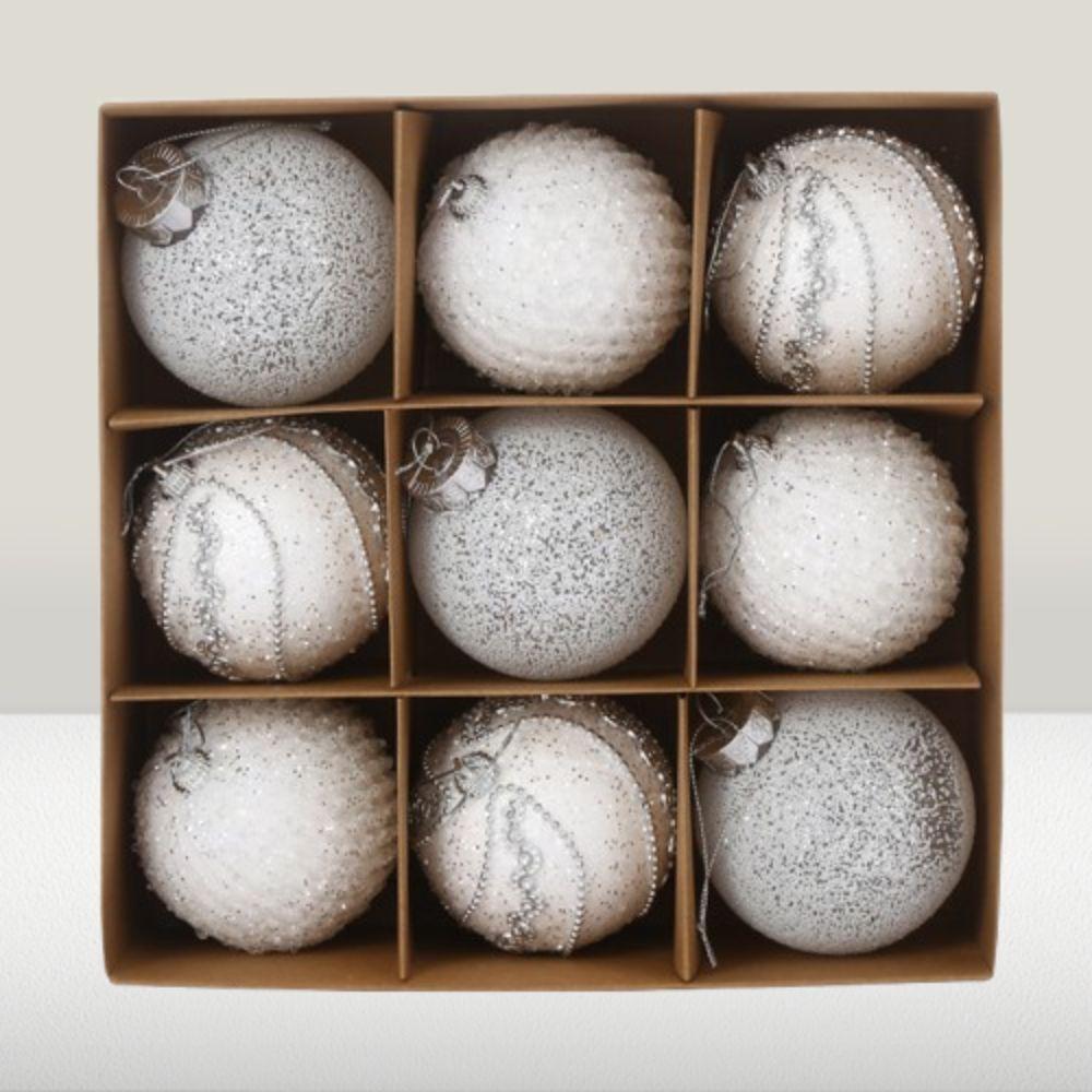 9pcs Glitter Christmas Hanging Balls Set Shatterproof Xmas Tree Ornaments Xmas Party Favors