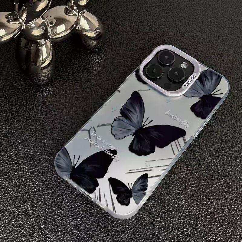 Чехол для телефона Obsidian Butterfly Silver Shell для Apple 17/16/15 Pro, 14 Pro Max, 13/12/11X