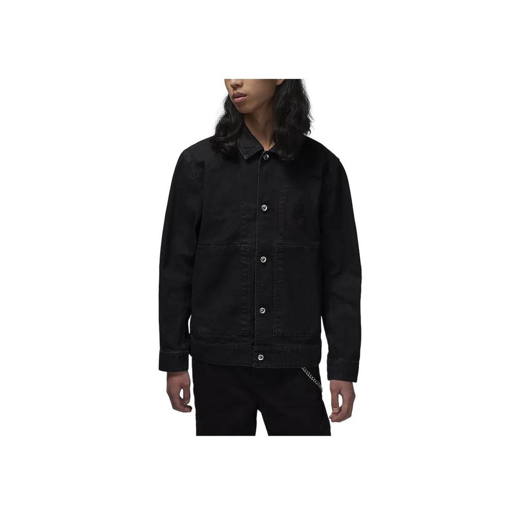 Jordan Мужская куртка Essentials Solid Polo Casual Button Jacket Black FN4528-010
