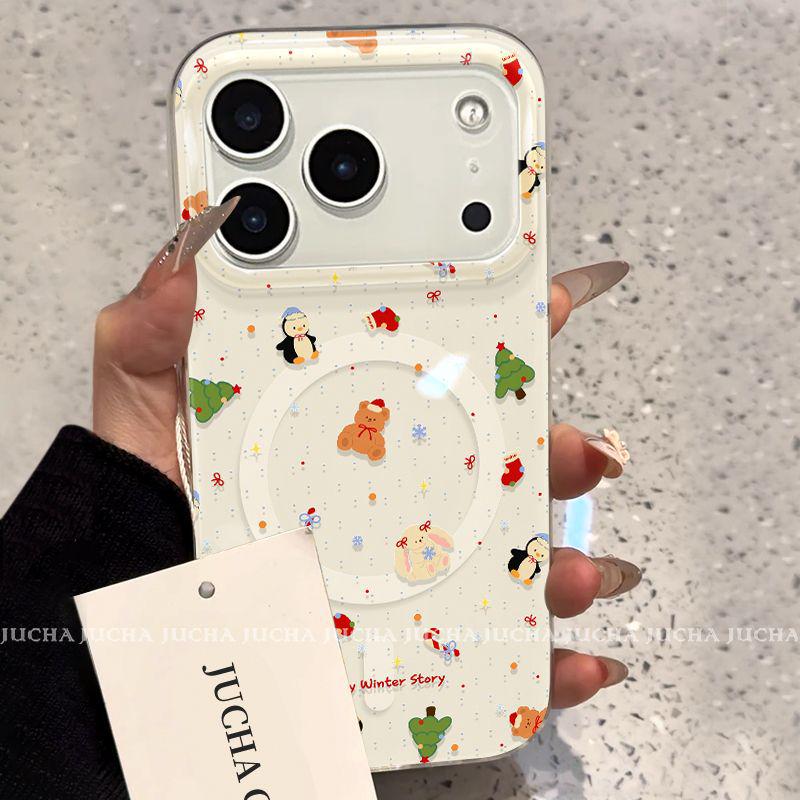 Магнитный чехол для iPhone 17 Pro Max с подставкой, дизайн «Рождественские звезды», ударопрочный, для мальчиков