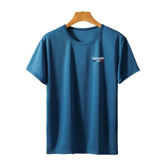 Мужской топ из ледяного шелка, быстросохнущий, с короткими рукавами, с круглым вырезом, свободный, однотонный, тонкий, эластичный