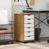 Rolling Cabinet with Drawers MOSS Honey Brown Solid Pine Wood
