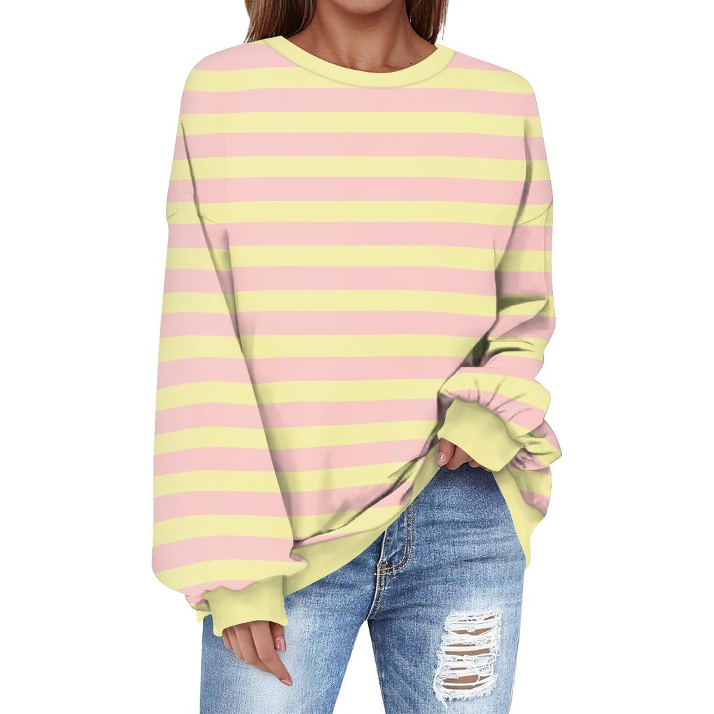 Толстовка большого размера для женщин с круглым вырезом и принтом, с длинным рукавом, толстовка