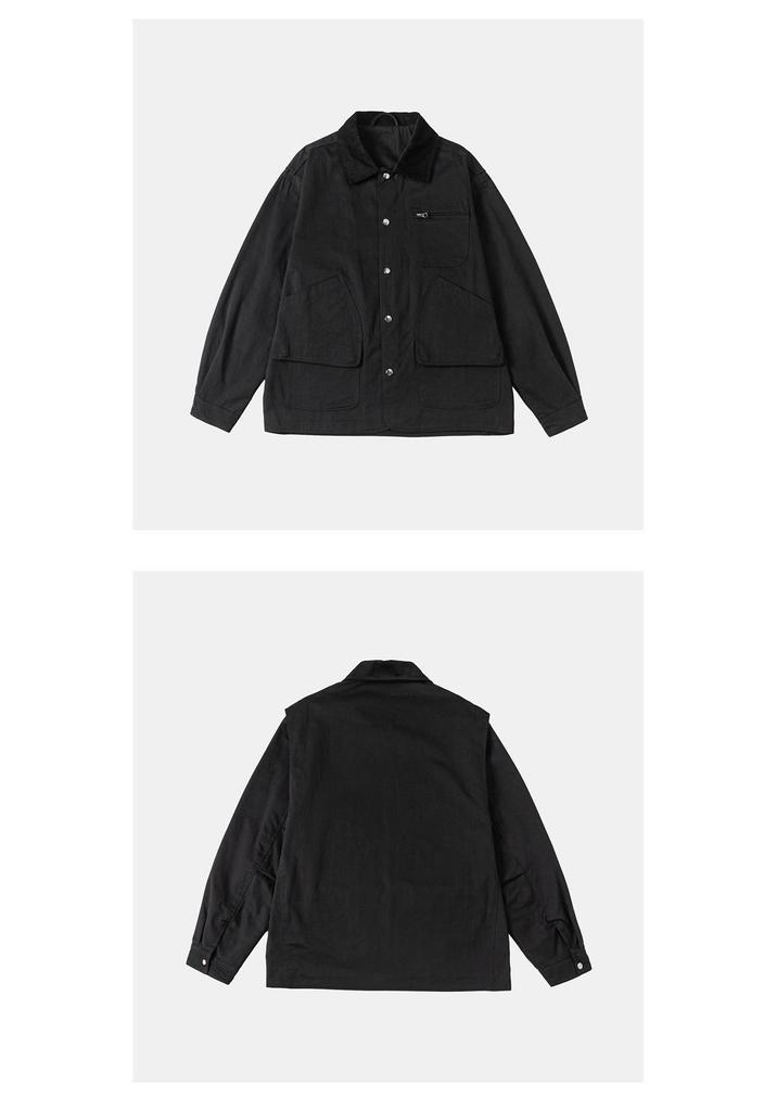 ANGN Unisex Japanese Retro Patchwork Multi-Pocket Workwear Jacket 1569