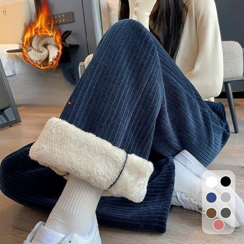 Брюки женские утолщенные широкие брюки из овечьего флиса плюс бархат женские осенне-зимние модные свободные брюки повседневные брюки из кашемира