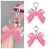 Patchwork Bowknot Keychain Bag Hanging Car Keyring Cute PU Leather Bow Pendant  Kids Girls