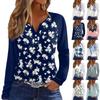 Women's T Shirt Tee Print Button Long Sleeve Raglan Sleeve Daily Weekend Fashion Basic V Neck Regular Top