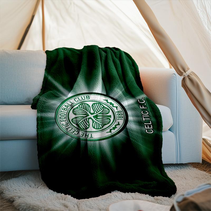 1PC Celtic Football Club Crest Printed Soft Flannel Blanket Throw for Adult Bedroom Living Room Sofa Camping Travel Fan gifts Christmas Gifts