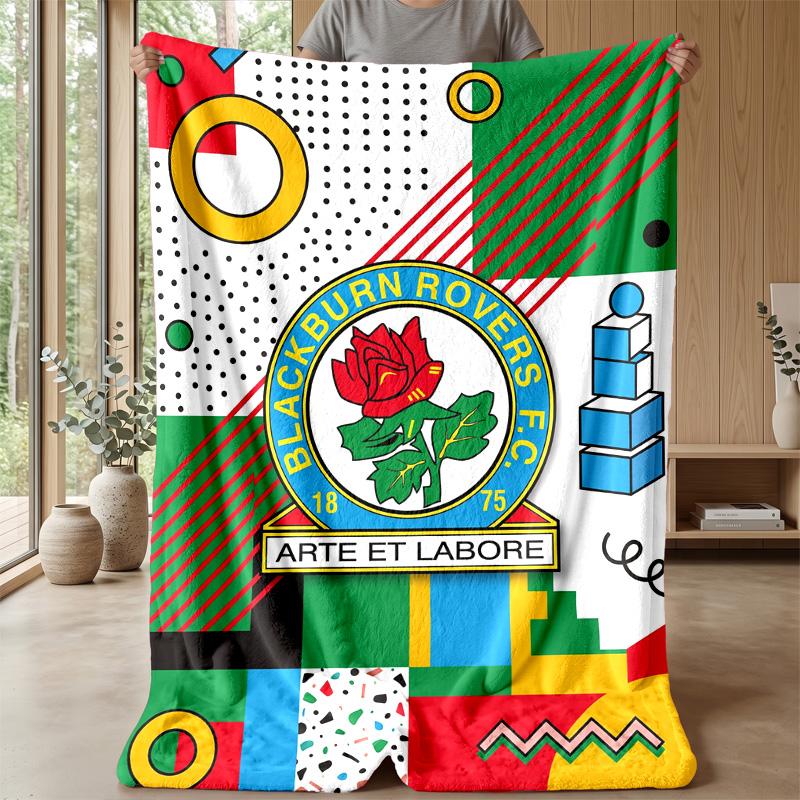 Blackburn Rovers Football Print Flannel Blanket, Soft Warm Lightweight Throw Blanket for Sofa Bed Camping