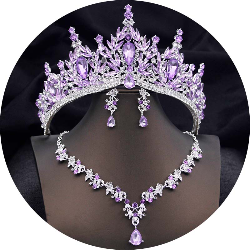 Luxury Tiaras and Crowns Bridal Jewelry Sets for Women Prom Wedding Crown With Choker Necklace Earrings Costume Accessories