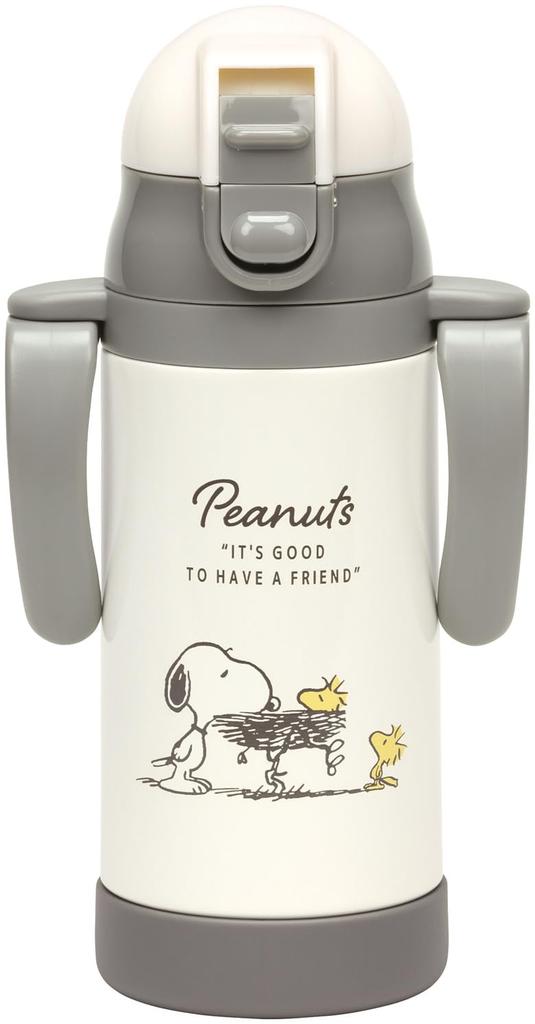 Skater 2WAY Двуручная бутылка для воды из нержавеющей стали объемом 350 мл с трубочкой, детская кружка со значком Снупи STWM3N-A