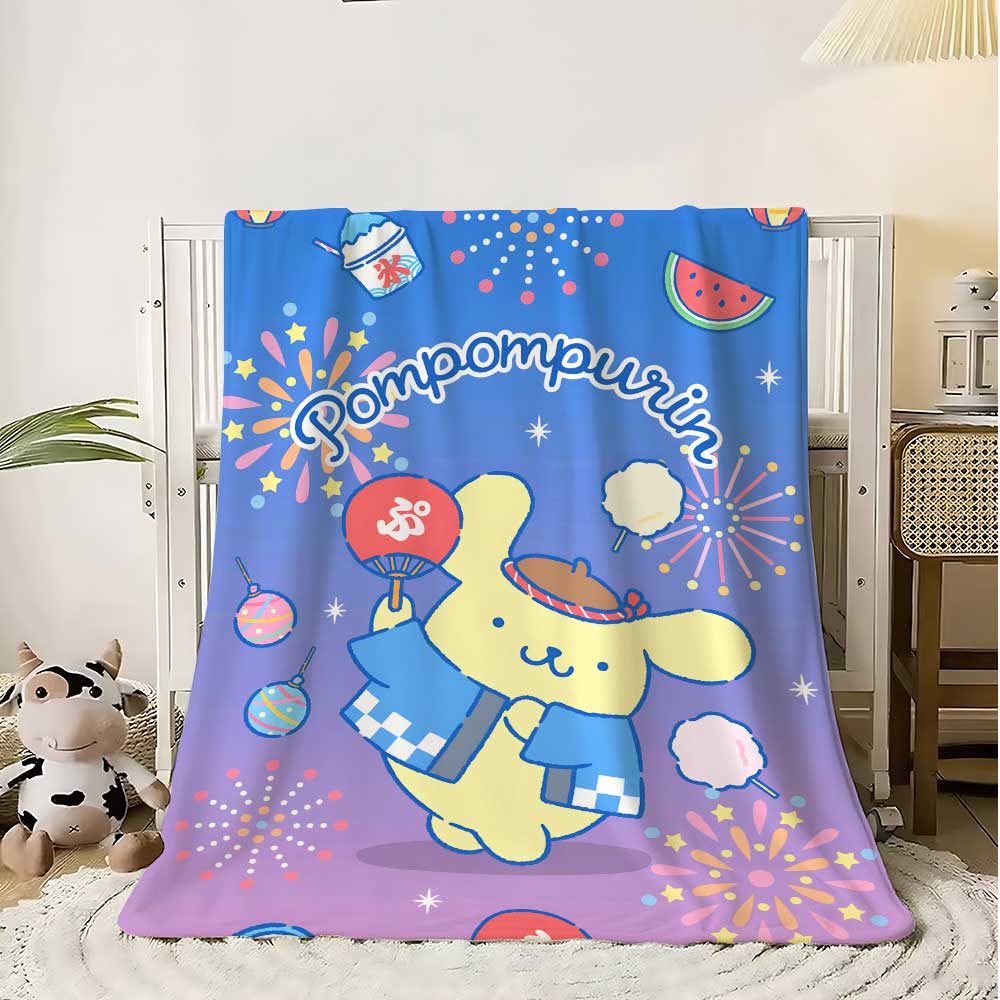 Пушистый Флис Аниме Двойное Колено Плед для Дивана Большой Kawaii PomPomPurins Декоративные Покрывала для Кровати Домашняя Спальня Декор
