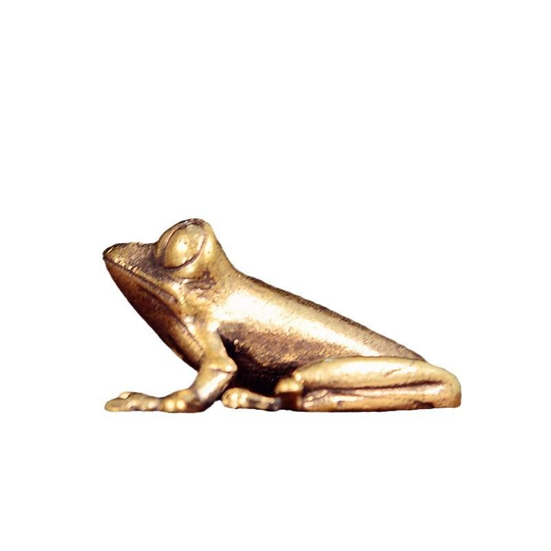 Solid Brass Mini Frog Desktop Ornament Decorative Keychain Lucky Toad Animal Figurine Home Decor