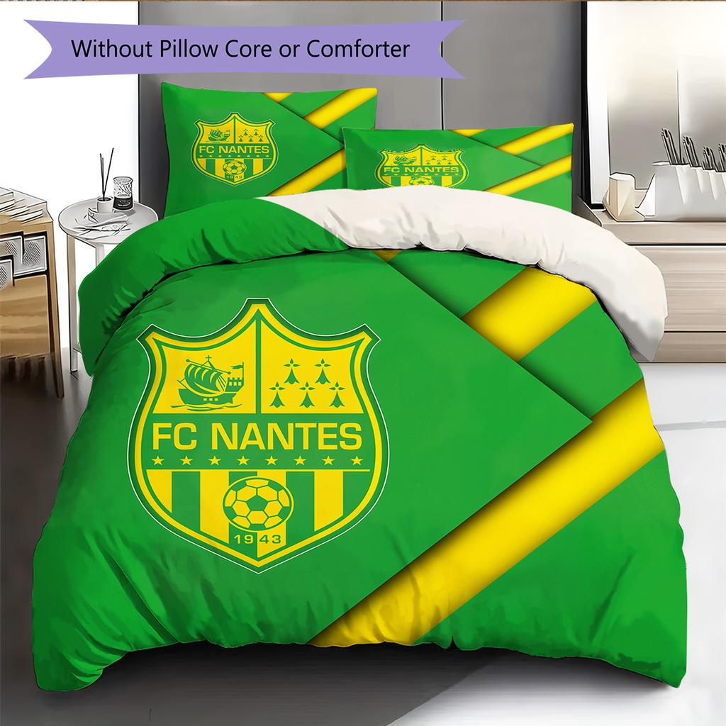 FC Nantes Pattern Bedding Quilt Set Home Decoration Gift (1 * duvet cover + 2 * pillowcase without core)