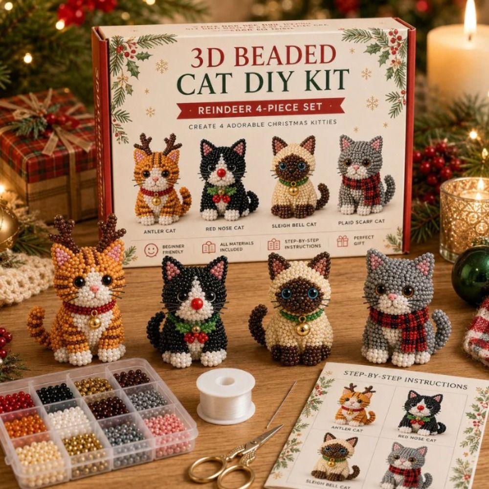 Tiny Beads 3D Beaded Animal Kit Animal Shape Handmade Bead Art Kit Home Decor