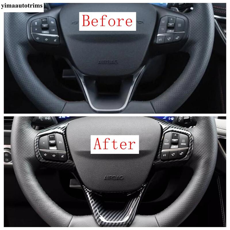 For Ford Escape / Kuga - 2025 Car Steering Wheel Button Frame Stickers Cover Trim Matte Carbon Fiber Accessories Interior