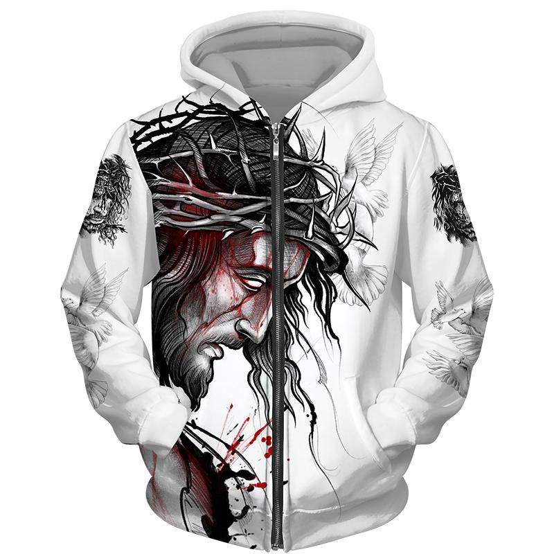 Spring Autumn Men's Zipper Hoodie Sweatshirts 3D Animal Lion Beast Printing Hooded Pullover Fashion Jacket Casual Sportswear
