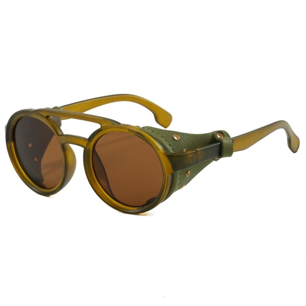 Leather Side Retro Round Glasses Anti Wind Vintage Goggles Classic Steampunk Sunglasses Outdoors