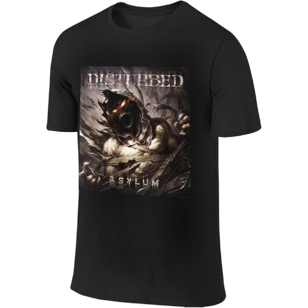 POLNWZWA Mens T Shirts Disturbed Band Asylum Crewneck Cotton Short Sleeve Sport Tees Running Athletic for Men