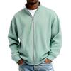 Men's Full Zip Hoodie Jacket Half Zip High Collar Chunky Knit Pullover Casual Warm Outerwear Fall Winter