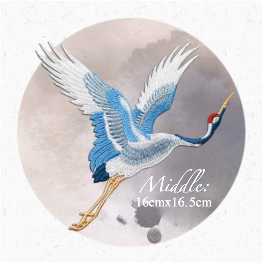 Патчи в китайском стиле для одежды, вышивка, аппликация, пришивание, декор с птицами журавлями, сделай сам, вышитые наклейки для одежды