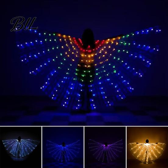 Dazzling Stage Costume Wings LED Light Up Belly Dance for Adults Kids, Glowing Halloween Performance Props Flexible Polyester with Colorful