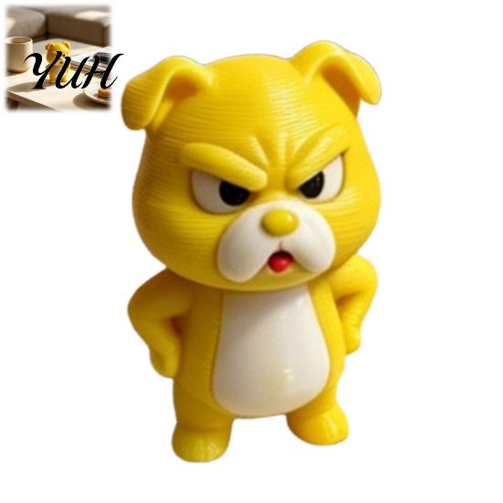 Funny Cartoon Dog Statue Little Yellow Ornament, 3D Printed Durable PLA Cute Creative Stress Relief Toy Figurine, Arrogant for Home Office Shelf Study