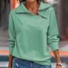 Women's Autumn And Winter T-shirt Fashion Loose Women Pullover Sports Tops Quarter Zip Casual V Neck Long Sleeve Top