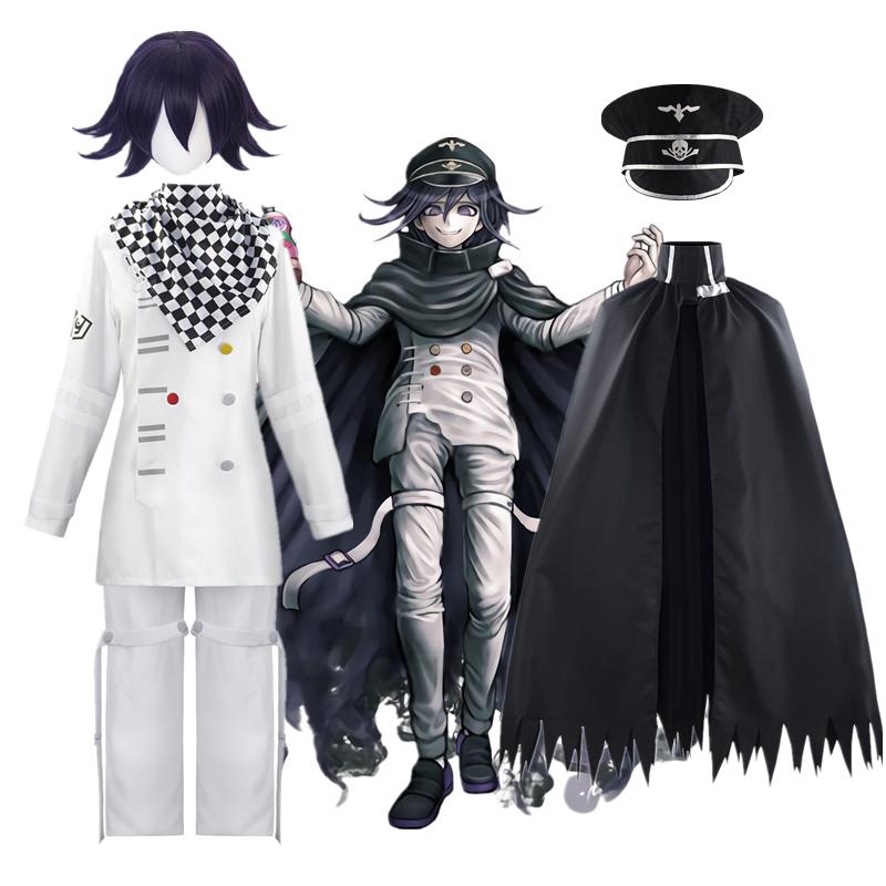 Аниме Danganronpa V3 Kokichi Oma Косплей Костюм Президент Ома парик шарф плащ Хэллоуин карнавальный костюм комплект униформы