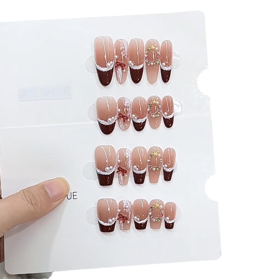 Чистая ручная работа Фототерапия Носимая броня Рождественская песня о любви Готовое изделие Многоразовые патчи для нейл-арта Снимаются