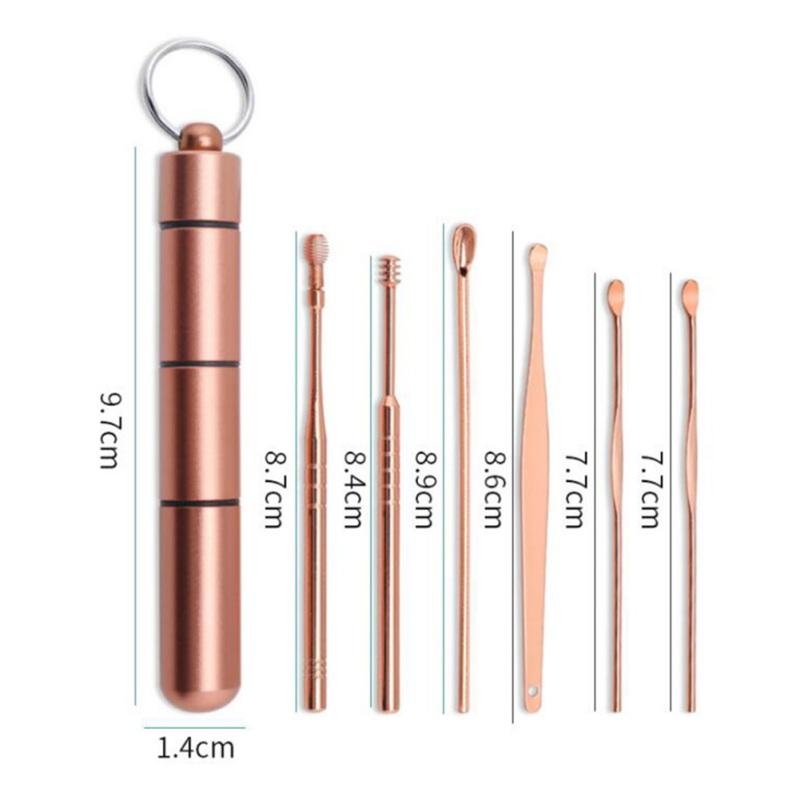 Ложка для ушей, средство для очистки ушей, 6 шт., инструмент для чистки ушей из нержавеющей стали, набор для удаления серной пробки, набор для ухода за ушами