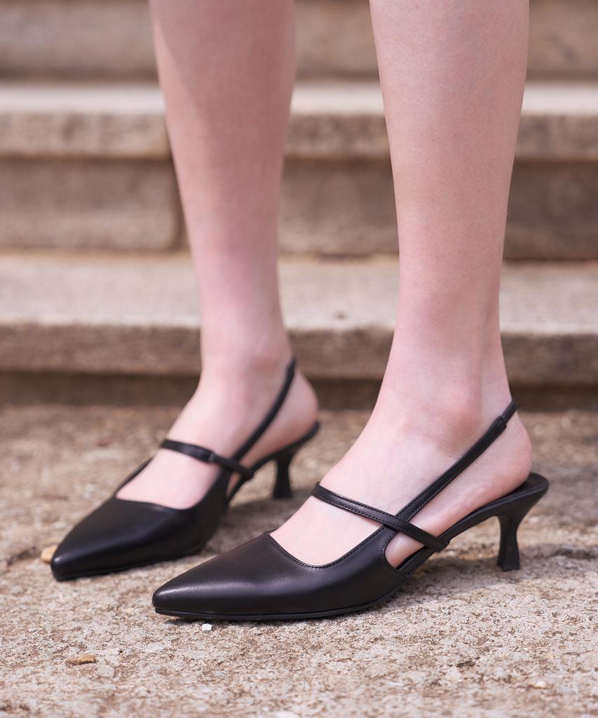 Женская обувь на заказ 5 см Базовый шпилька Slingback Каблук Eden (Cw0097Bk)