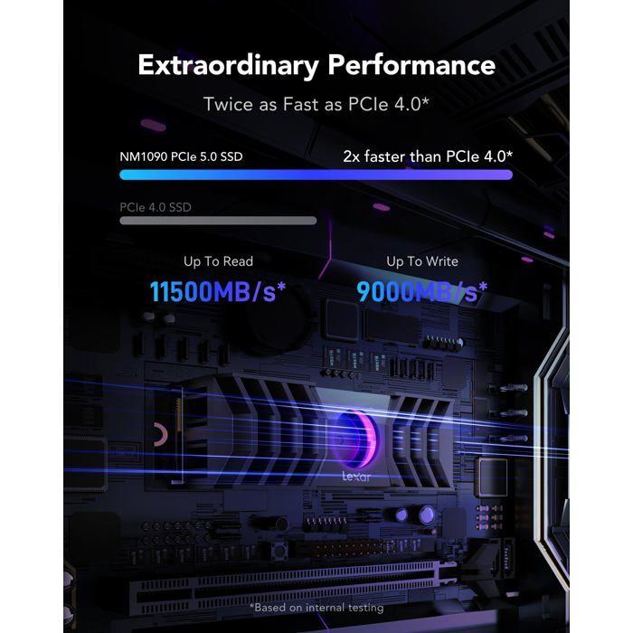 Ssd - lexar - nm1090 - 2 to - pcie 5.0 - dissipateur thermique rgb