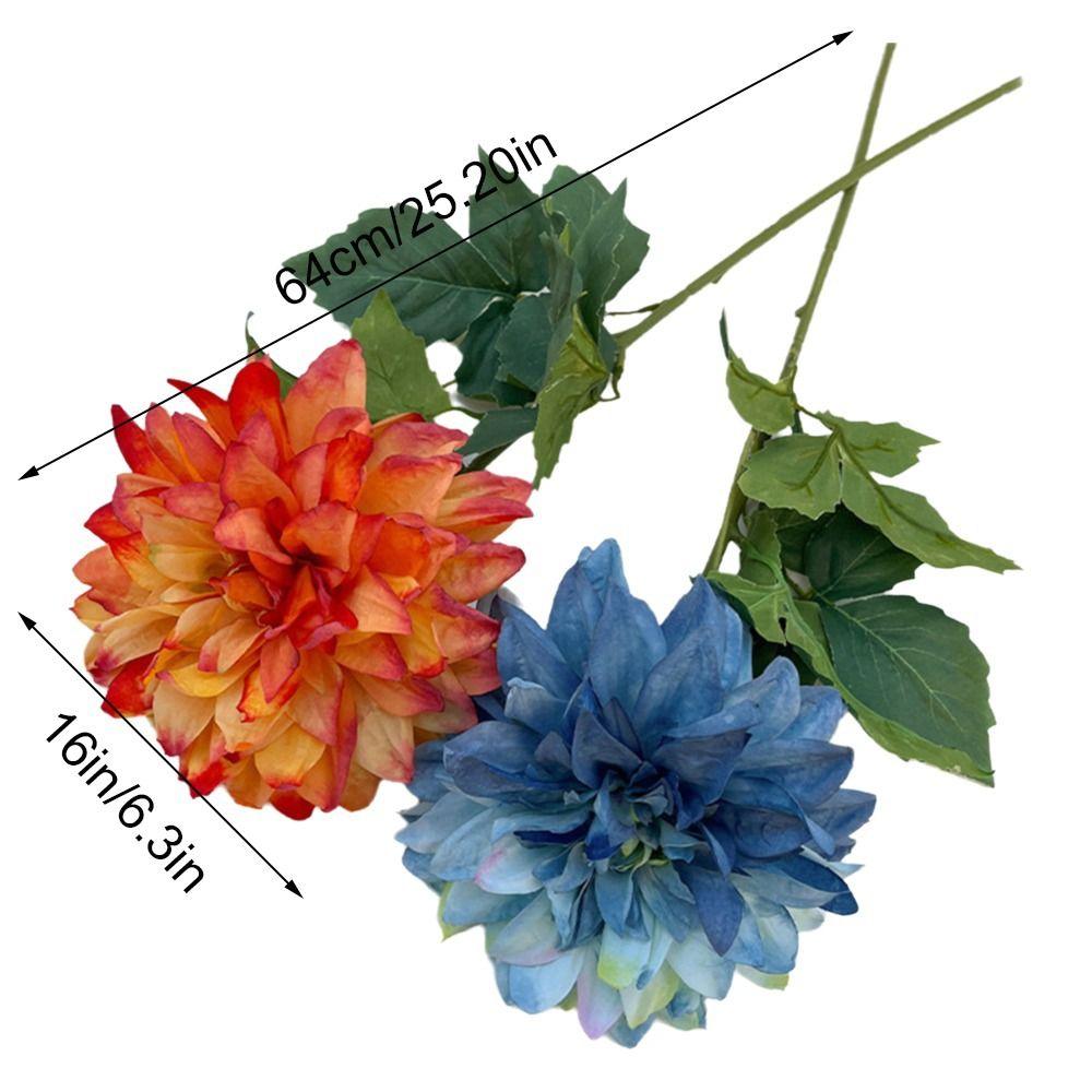 Handmade Craft Artificial Dahlia Flowers 64cm Length Silk Fake Flowers Festival Party Supplies Floral Fake False Flowers