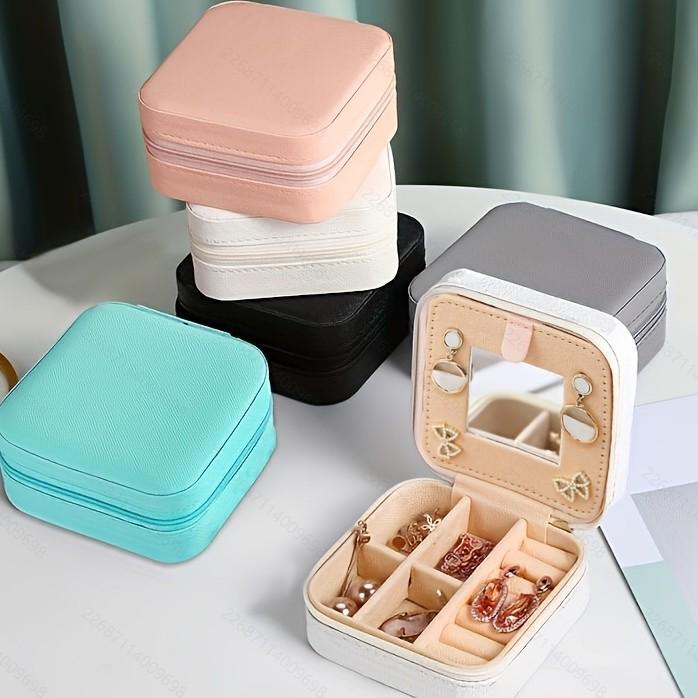 Дорожная шкатулка для украшений в корейском стиле с зеркалом для серег и колец