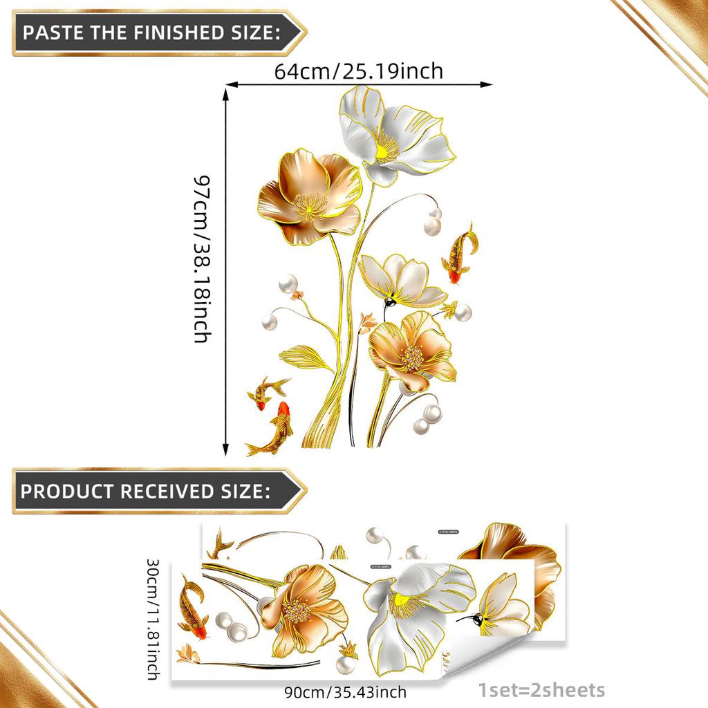 Разнообразие расписанных вручную крупных цветов, бабочек, бронзовых настенных наклеек, декоративные наклейки для ванной, фона для спальни, самоклеящиеся настенные наклейки